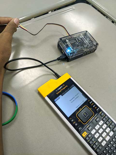 Student testing their “mood” using the TI-Innovator™ Hub